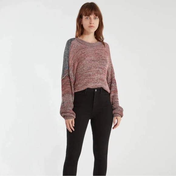 Joie Sweater Red and Black Fernlea Knit Sweater Size Medium Long Sleeve Womens - Picture 13 of 14